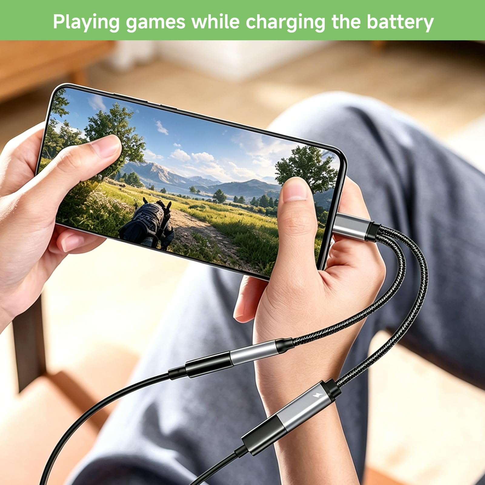USB C auf 3,5mm Klinke Adapter, 2 in 1 USB C Adapter mit Laden 60W PD Schnellladung Audio Splitter Kopfhörer mit DAC Chip kompatibel mit Samsung Huawei Xiaomi Pixel iPhone 15 für Musik Anrufe