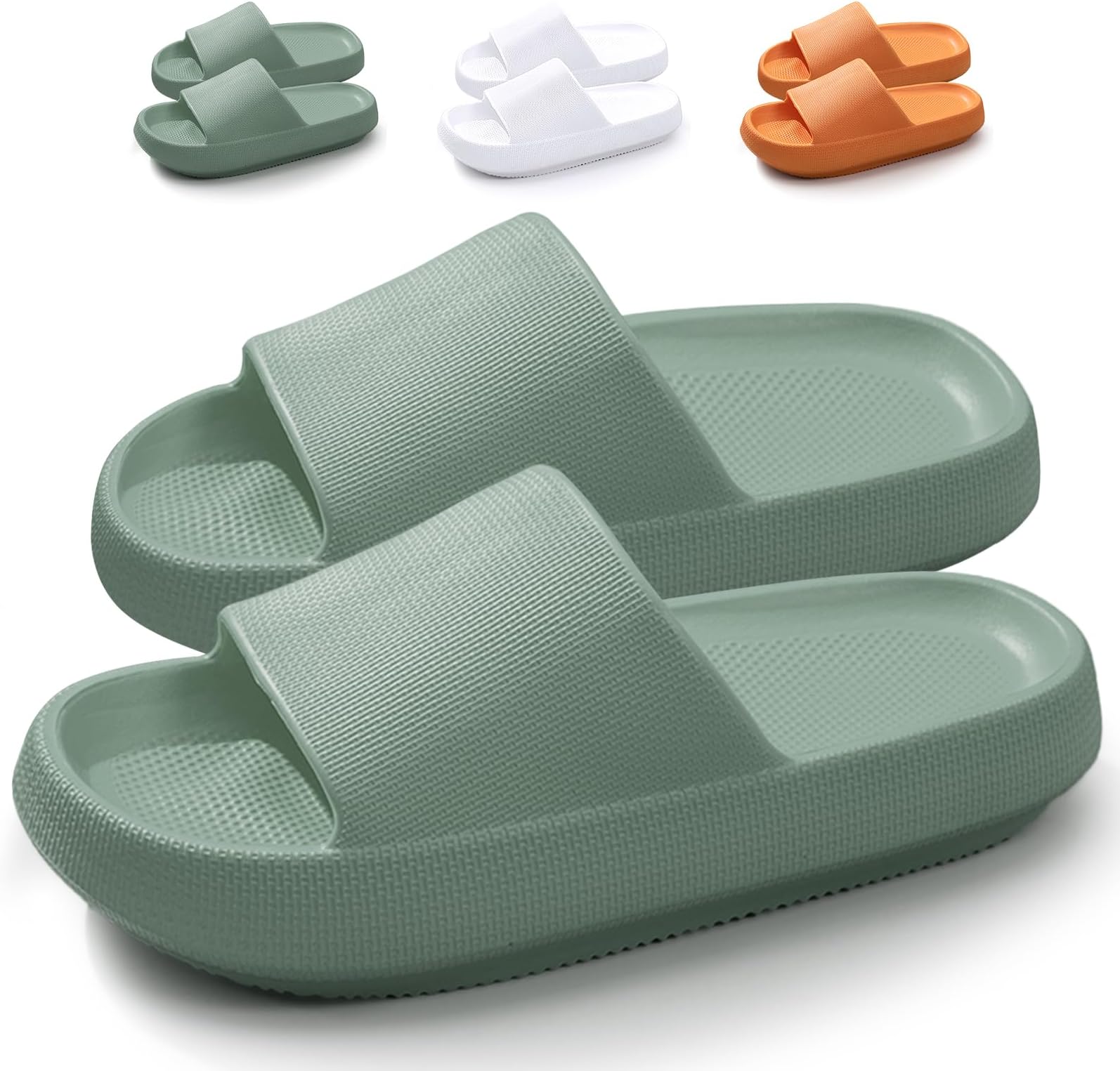Cloud Sliders for Women and Men - Super Soft Pillow Slippers, Open-Toe Sandals for Shower, Pool, Summer, Indoor & Outdoor