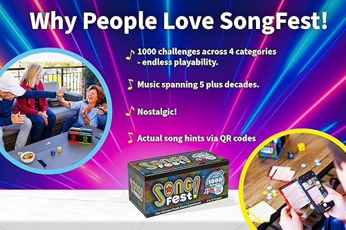Miniatura 7 de ¡SongFest! El nuevo juego de trivia musical | 1000 preguntas, 4 categorías y 5+ décadas | Pistas de canciones por QR, ¡reproduce la música que
