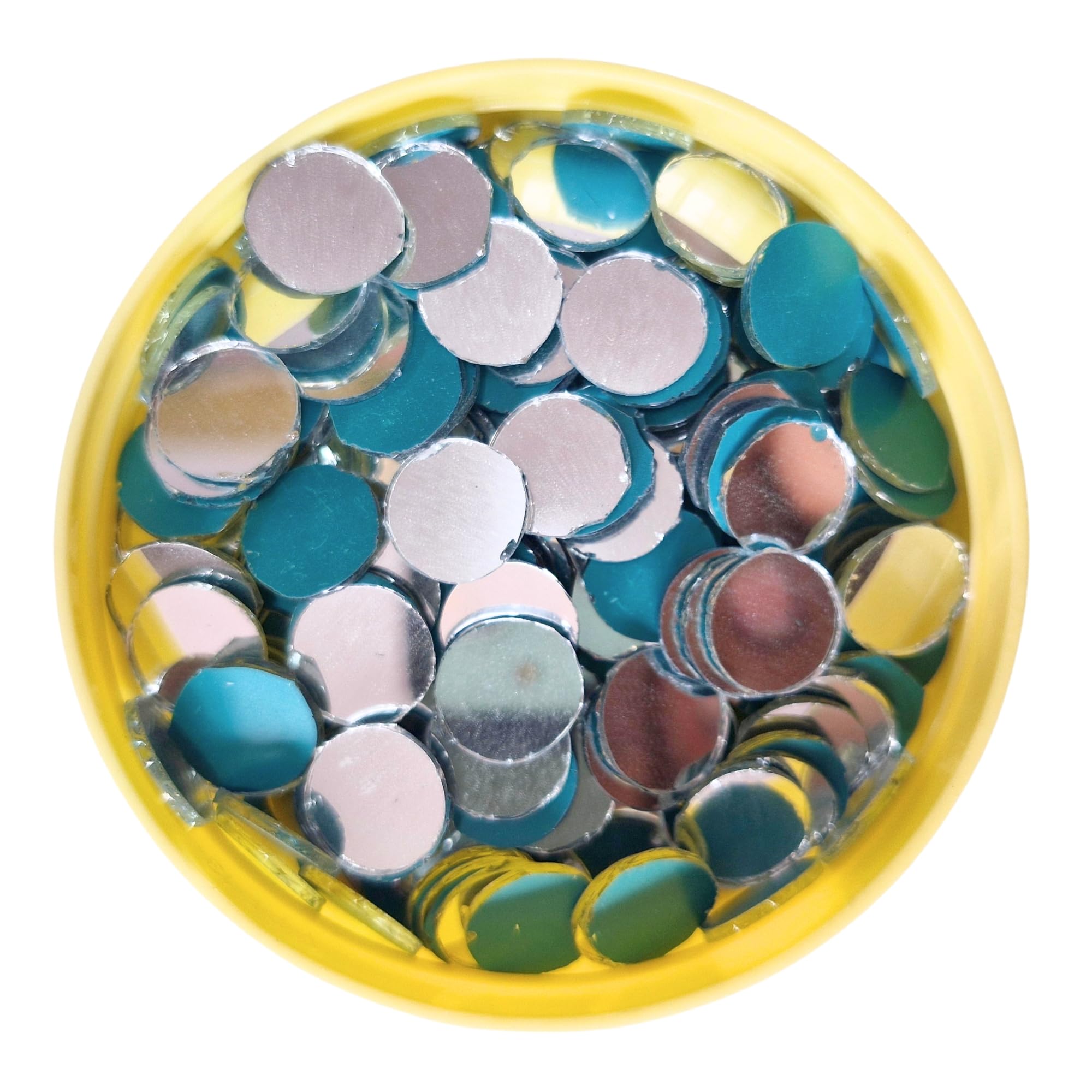 Glass Mirror Pieces for Lippan Art, Aari Work, Embroidery, Mosaic Craft, Jewellery Making, Mandala Art, Fabric Decoration & DIY Craft Supplies | 100 Grams | Multiple Shapes (Round)-image-17