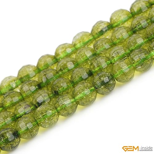 Miniatura 3 de GEM-insid - Cuentas sueltas de peridoto verde facetadas con cuentas sueltas de energía natural para hacer joyas, 0.236 pulgadas, redondas, 15