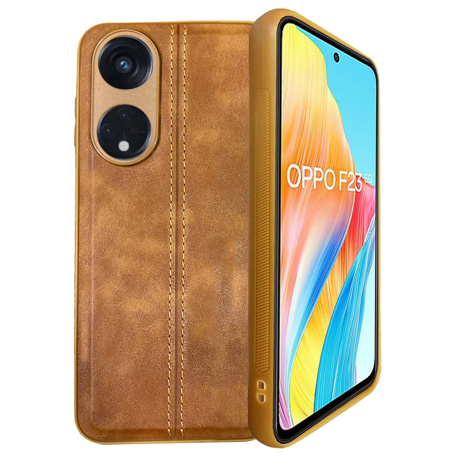 A rtistque Premium Thread Leather Back Cover Case for Oppo F23 5G | Drop Protection | Smooth Grip | Raised Camera Edges - Brown (B0CDCHDJ9T) Amazon Price History, Amazon Price Tracker