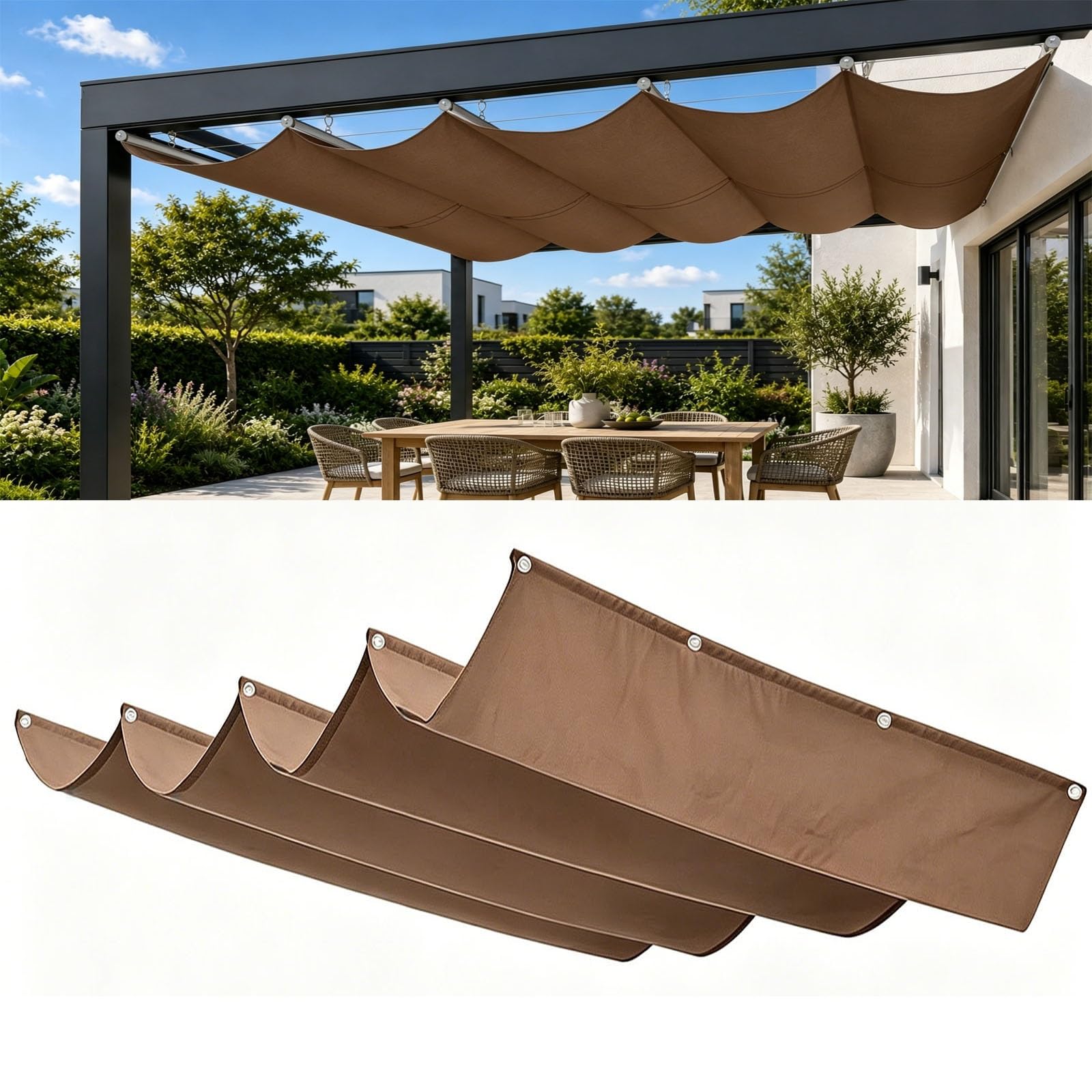 Toldo vela de sombra retráctil con protección UV 98% resistente al clima