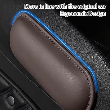 Mandark Leather Memory Foam Car Knee Cushion Pad, Brown