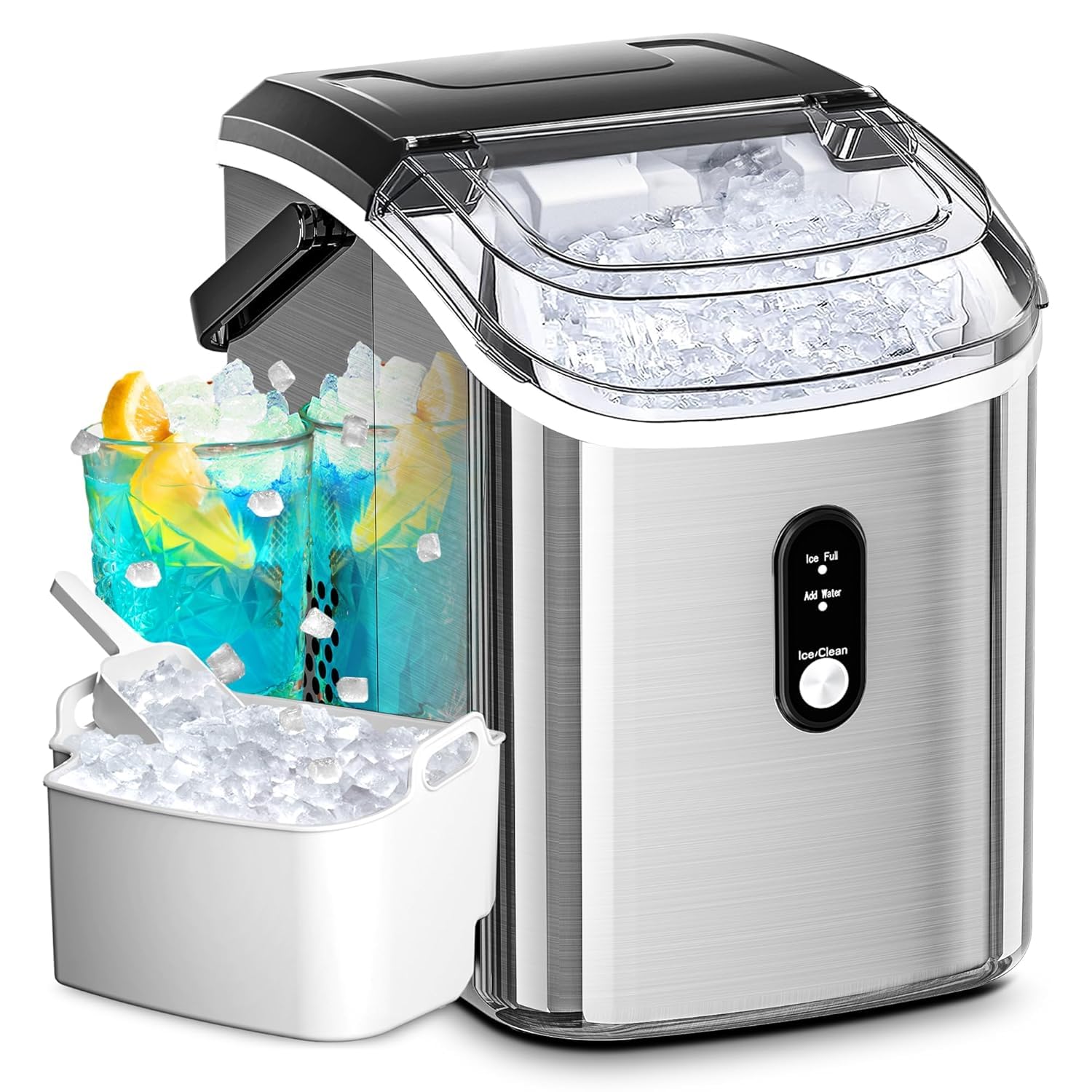 Antarctic Star Countertop Ice Maker Machine, 30lbs/24Hrs, 3 Thickness Ice Cubes, 16Pcs/13 Mins,2 Ways to Add Water, Self-Cleaning Ice Cube Maker w/Basket and Scoop for Home/Kitchen/Camping/RV (Grey)