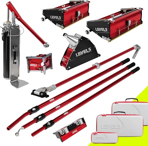 Drywall Finishing Set - LEVEL5 | Pro-Grade | 10/12" Flat Boxes, Corner Roller, 3" Corner Finisher, 7" Corner Applicator, Handles, Compound Pump + Filler | Sheetrock Gyprock Wallboard | 4-602
