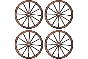 Wagon Wheel Wall Decor with Rustic Charm: A 4-Piece Set for Home and Garden Ambiance