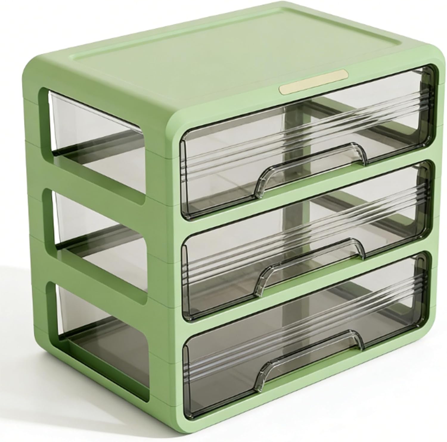 Fockety Makeup Organizer, Closed Cosmetic Display Case Cosmetic Storage Organizer Countertop Makeup Storage Box with Drawers for Vanity Bathroom Countertop Skincare (3 Tier Light Green)
