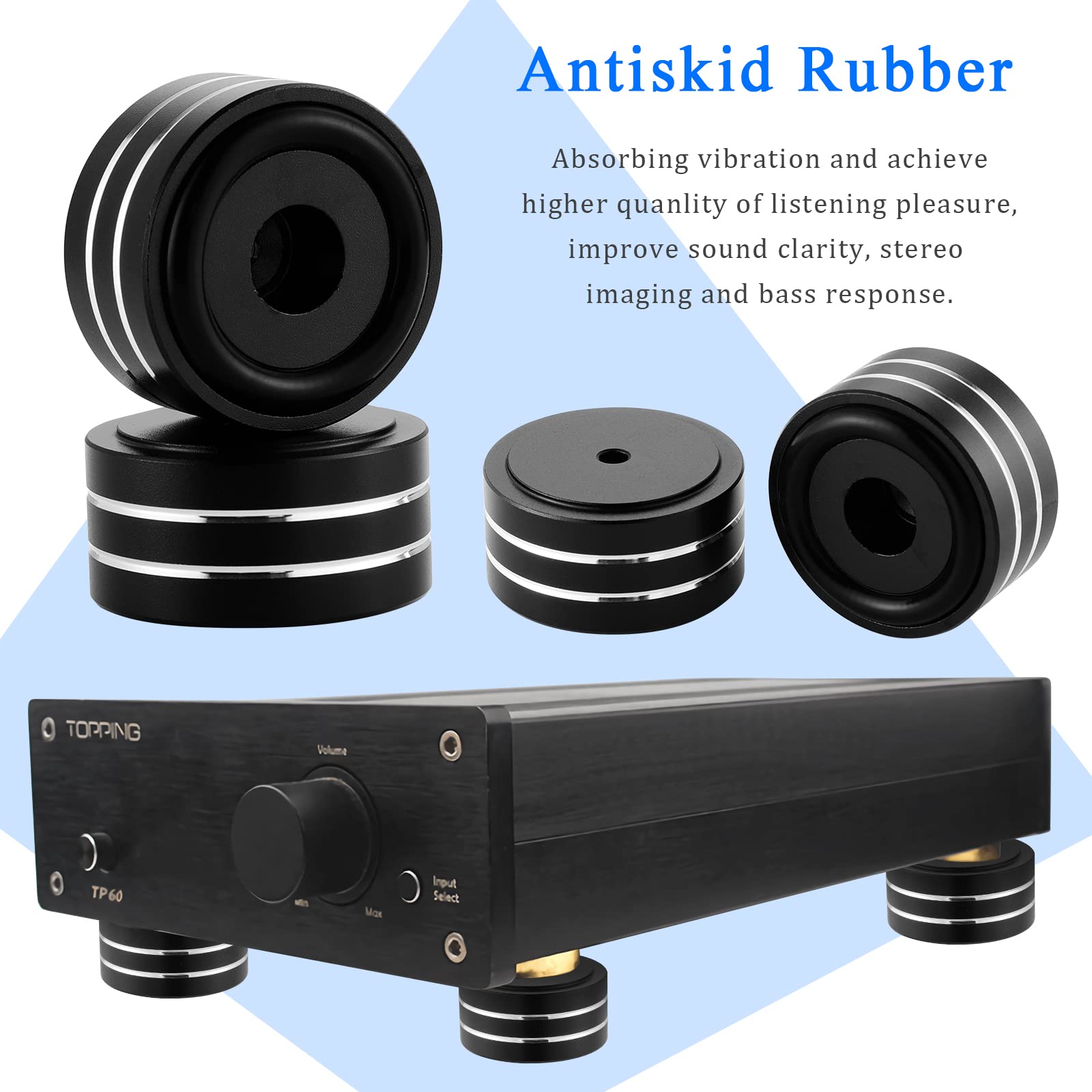 Piedini per Amplificatore 40x20mm Cono in Lega di Alluminio Isolamento per Altoparlanti HiFi Audio 4 Pezzi