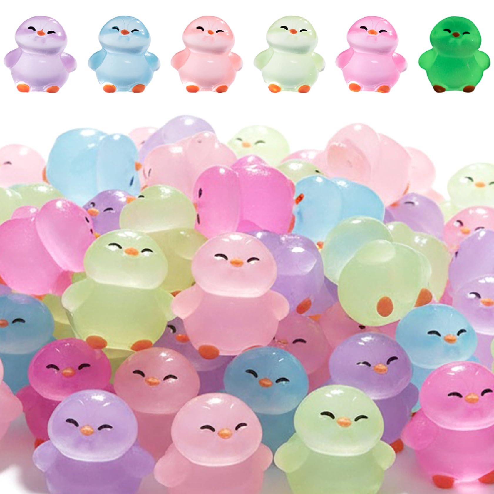 Mini pingouins phosphorescents pour terrariums et jardins féeriques miniatures en résine x100