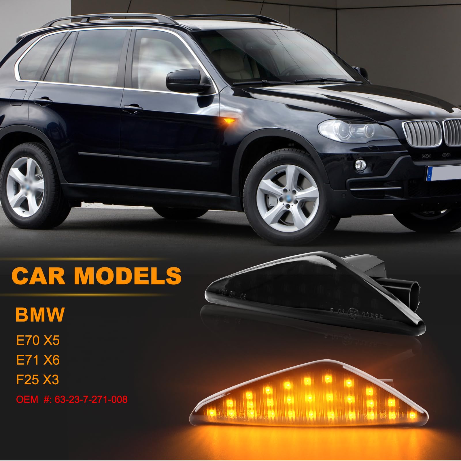LED Blinker Seitenblinker für BMW E70 X5 E71 X6 F25 X3, Blinker mit Canbus Fehlerfrei, 2 Stück