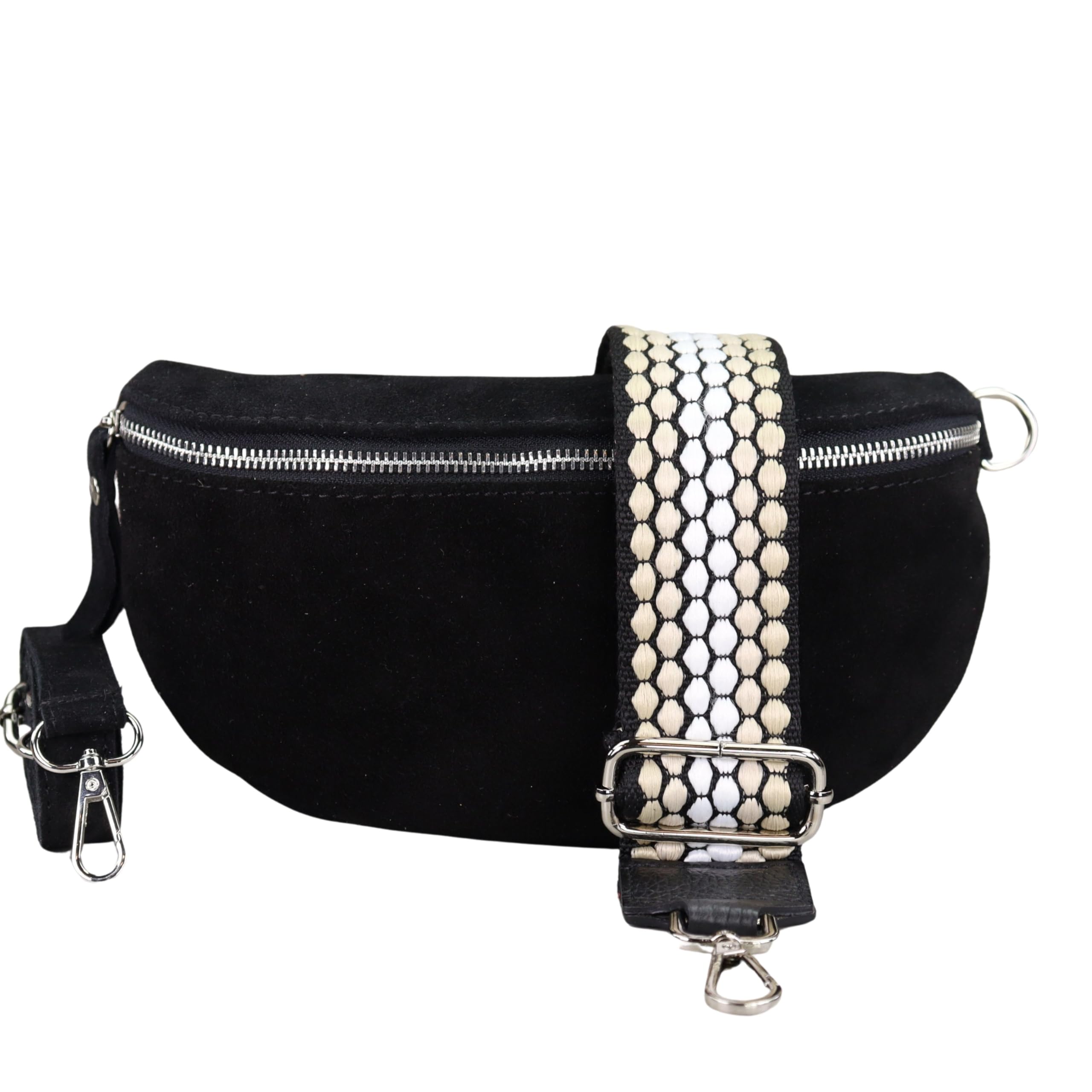 Blade Marsupio da donna, realizzato a mano, in pelle scamosciata, borsa a tracolla, marsupio in vera pelle con cinghie a fantasia, 3 misure, elegante borsa a tracolla in Italia, regalo per te, in