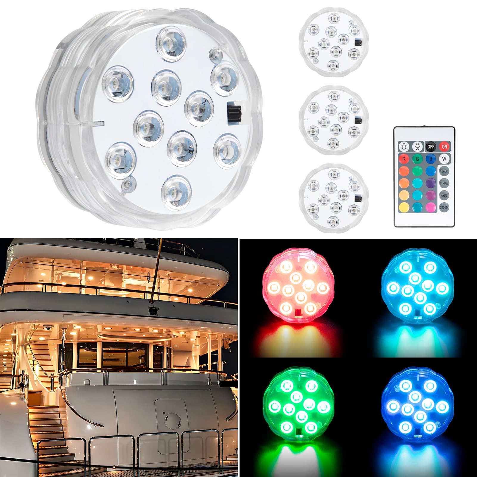 Obcursco Wireless Boat Lights Battery Powered