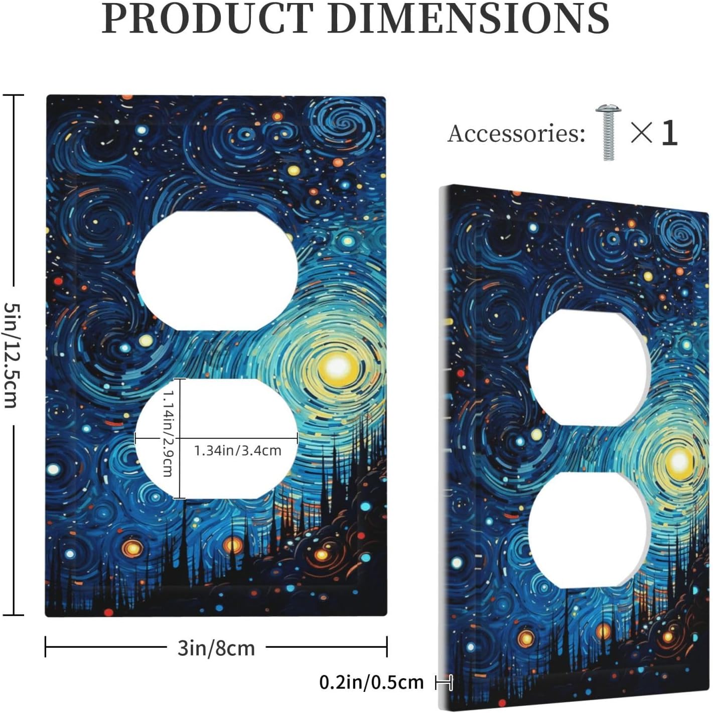 Outlet Covers Abstract Starry Night Style 1 Gang Duplex Light Switch Cover Plate Decorative Switch Plate Covers Electrical Socket Cover for Home living Room Decor image 5