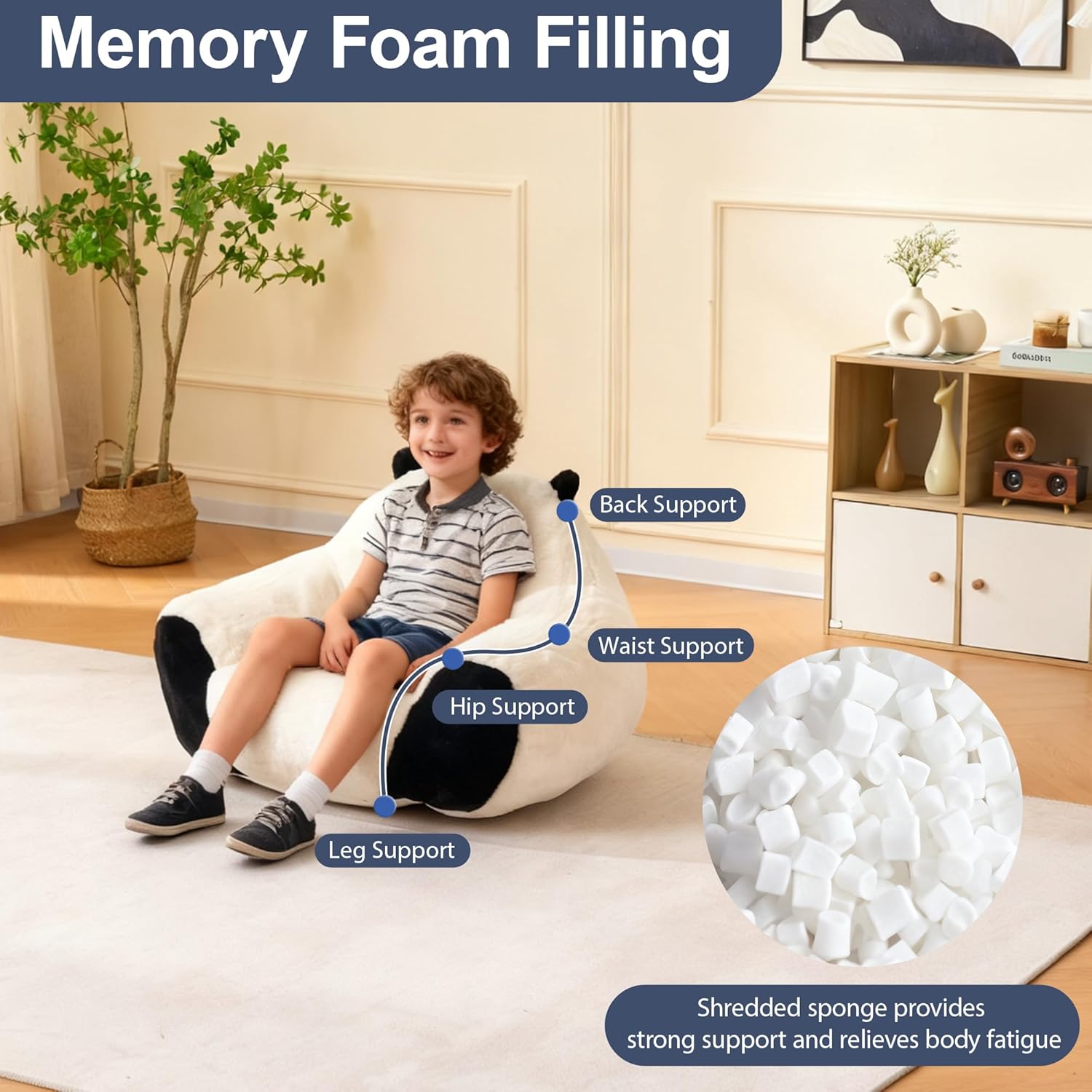 Bean Bag Chairs for Kids/Teens/Toddlers, Oversized Boneless Couch Chair, Comfy Foam Beanbag Lazy Sofa with Fluffy Faux Fur for Living Room, Bedroom, Reading Room, Gaming Room, Lounge, Small Spaces