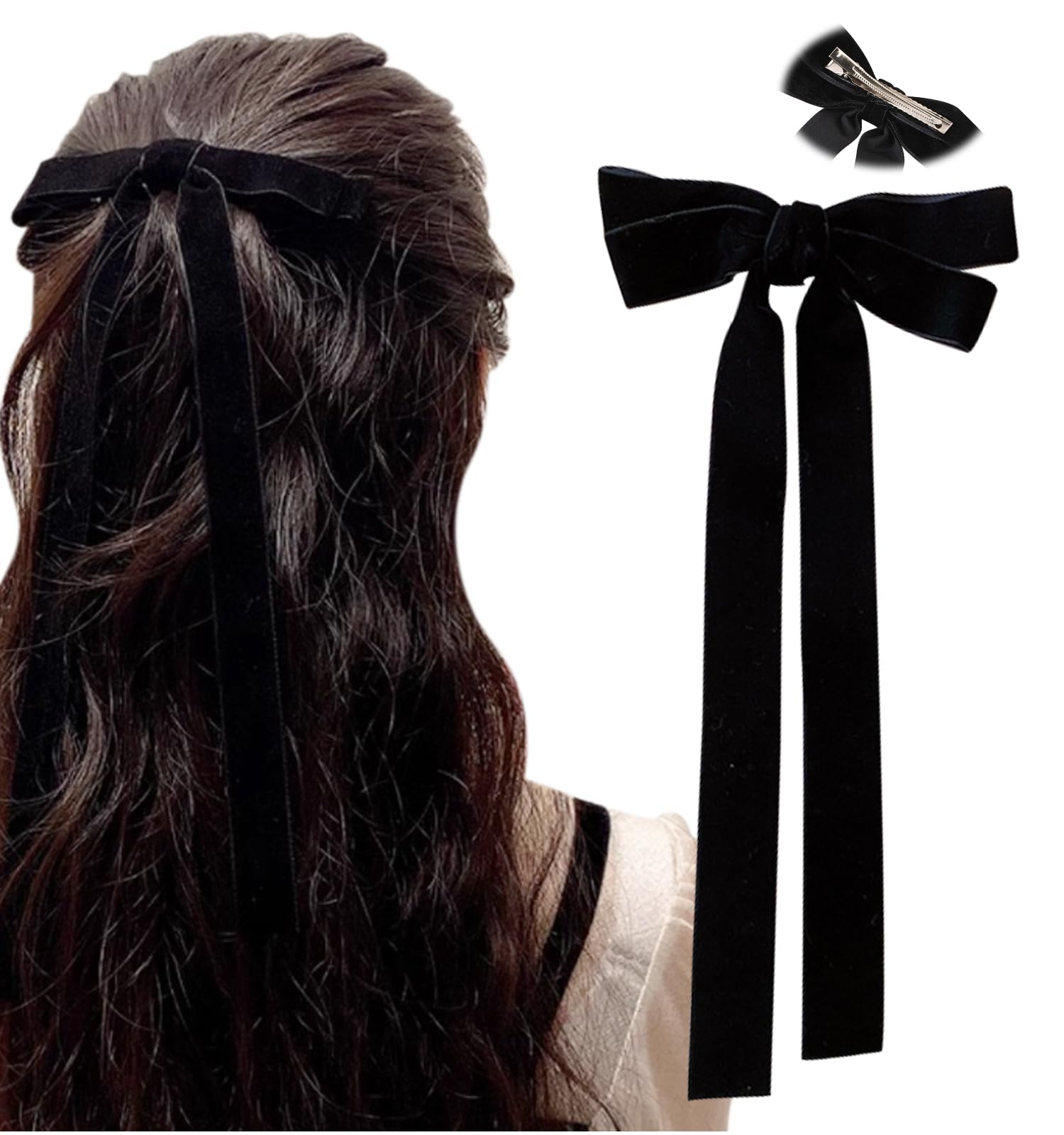 Amazon | [Herbeluemily] ベロア リボン ヘアアクセ ヘアゴム クリップ