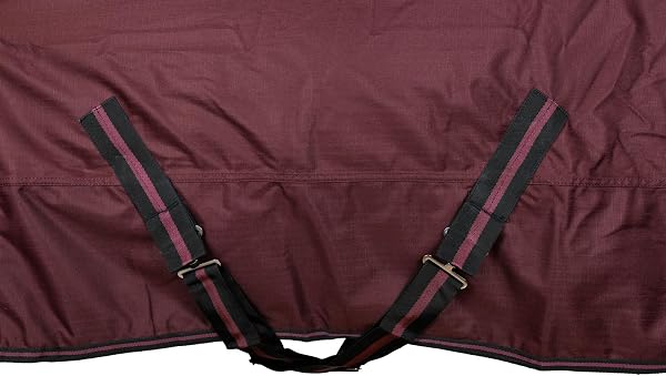 RL24 - Weidedecke High Neck Basicline 600D – Regendecke & Übergangsdecke – wasserdichte Outdoordecke mit Kreuzbegurtung – Pferdedecke in Weinrot – Größe 115cm (Polarfleecefutter) - 3