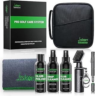 Pro Golf Cleaning Kit with Golf Club Cleaner Brush, Grip Cleaner, Club Polish, Towel, Essentials Golf Accessories for Men Golf Gifts for Golfers