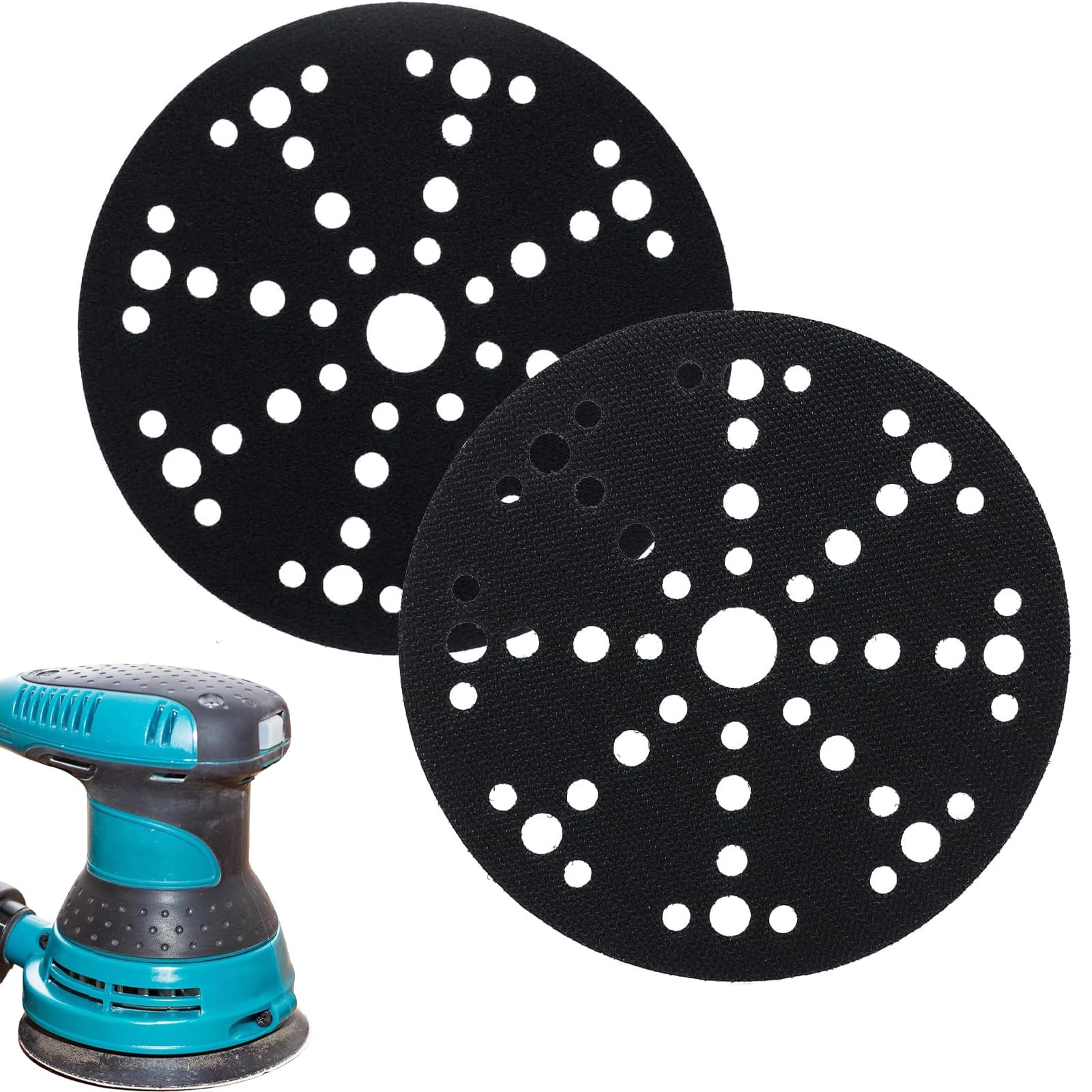 2 Pcs Pad Savers, Professional Interface Sanding Pad, Suitable for Hook & Loop Random Orbital Sander Protecting Discs Polisher(6 inch, 3mm, 49 Holes)