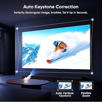 [Built-in Apps] Mini Projector with WiFi and Bluetooth, Native 1080P Portable Movie Projector for Bedroom, Android 12, Auto Vertical Keystone, 180 Rotation, Compatible with HDMI/USB/TV Stick/Laptop