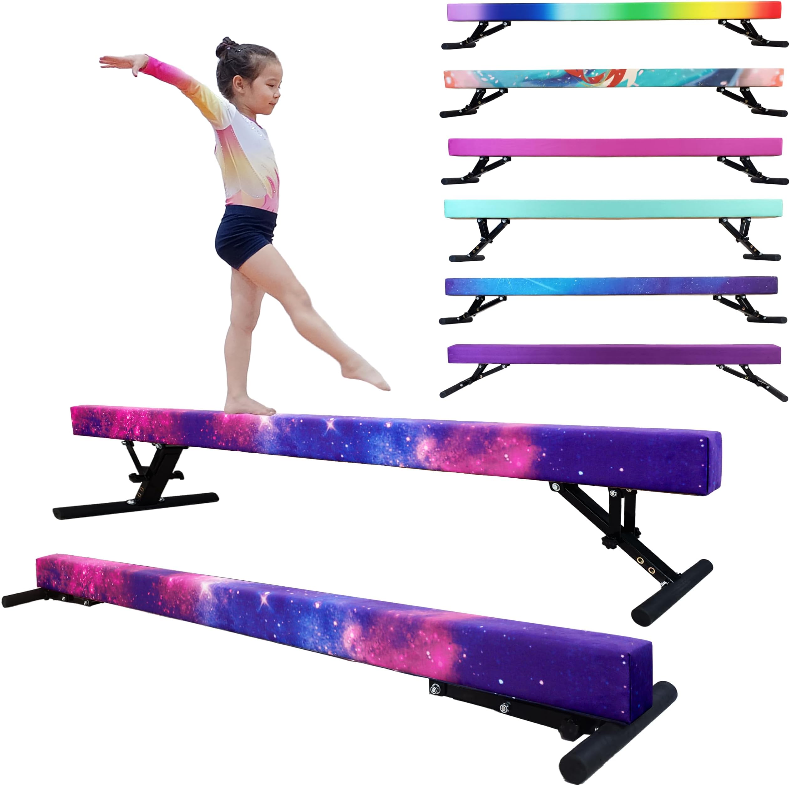 Seliyoo Adjustable Balance Beam for Kids 8FT Gymnastics Beam of All Gymnastic Levels, High and Low Floor Beams Height Adjustable Gymnastic Equipment for Teens Adults Home Gym Use