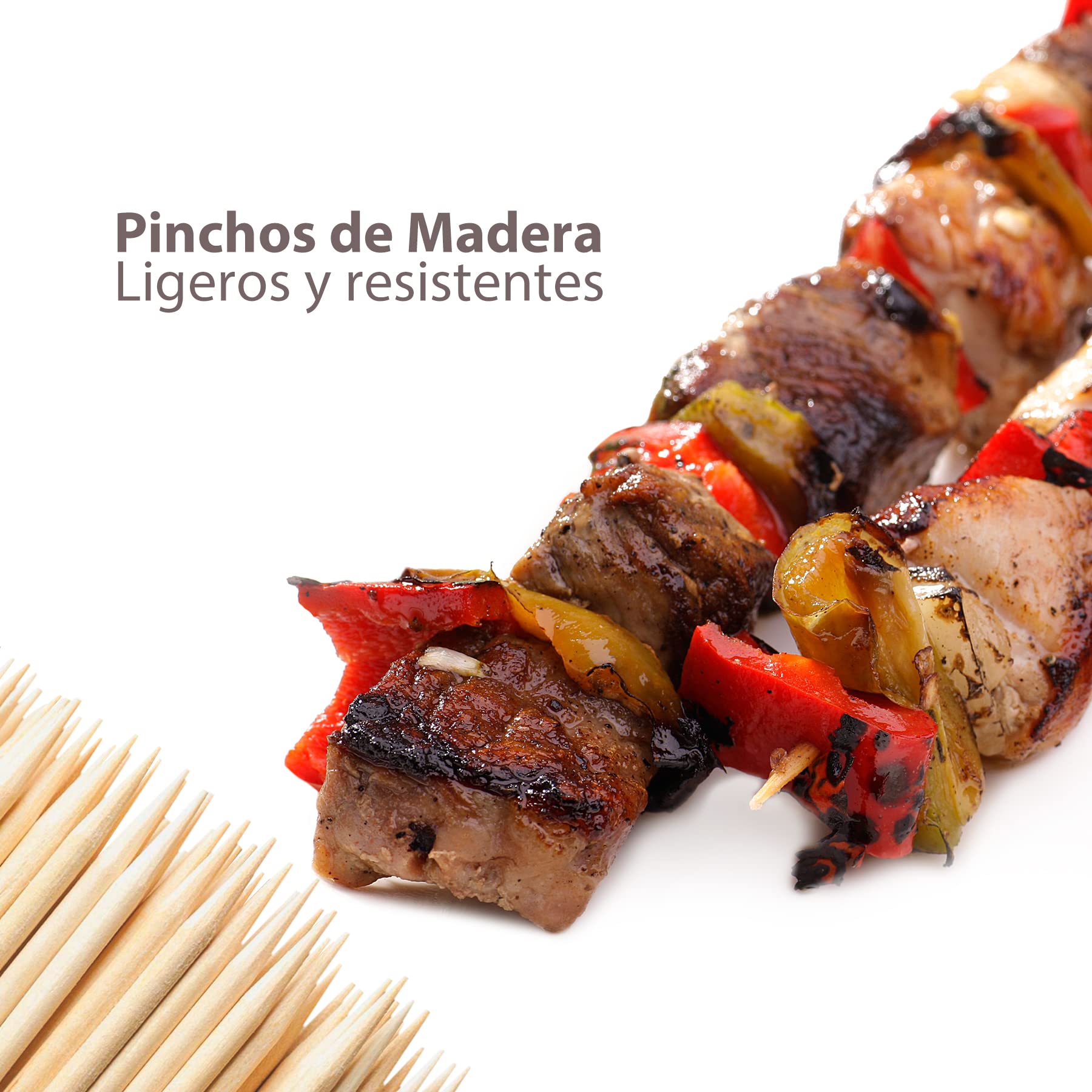 EXNIMA, 100, 200, 500, 1200 o 12000 Piezas, Pinchos de Madera, Brochetas para Barbacoa, Pinchos Parrilla, Palos de Madera para Grill, Buffet, Fruta, Hoguera y Manualidades, Tamaño 10,15,20, 25 o 30cm - 5