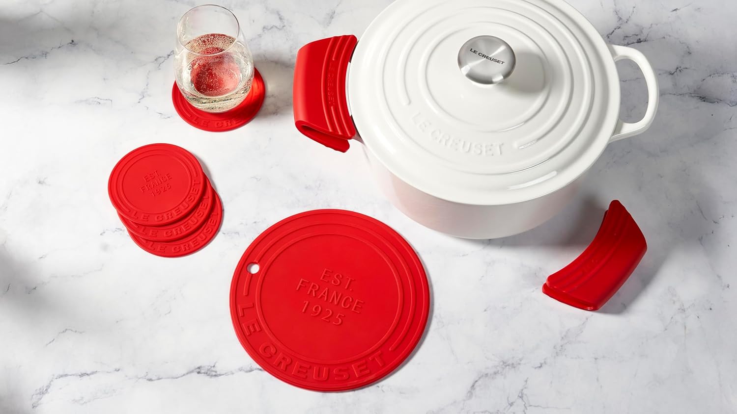 Le Creuset Silicone Set of 2 Handle Grips, 5" x 2 1/2" each, Oyster - Image 3