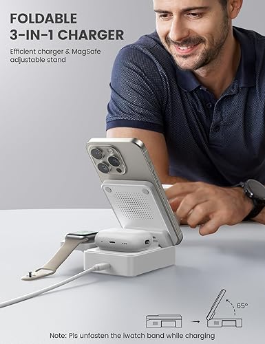 Miniatura 4 de Lamicall Estación de carga inalámbrica para MagSafe - Soporte de carga plegable inalámbrico 3 en 1 para Apple múltiples dispositivos para iPhone 17
