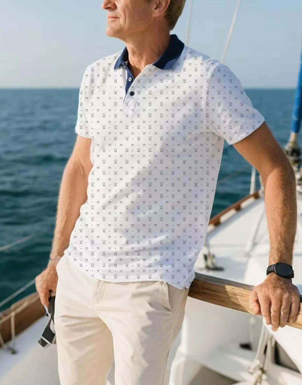 Mens Golf Polo Shirts Dry Fit Moisture Wicking Stretchy Breathable Wrinkle-Free Collared Shirt for Sports & Casual - Image 3