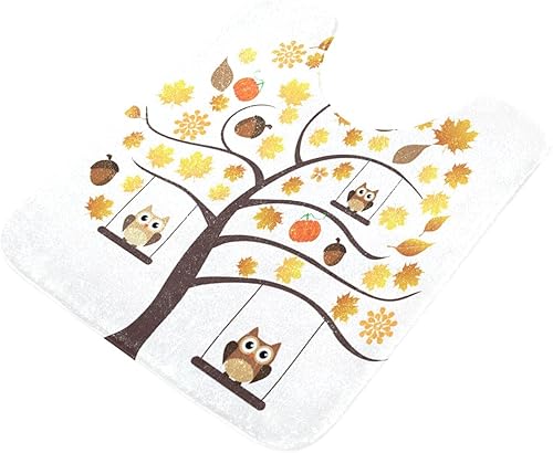 Miniatura 9 de Bathroom Rugs Sets 2 Piece 24x16+24x20 Inch,Soft U-Shaped Contour Toilet Rug Fall Owl Pumpkins Non-Slip Absorbent Bath Floor Mat Carpet Set Water