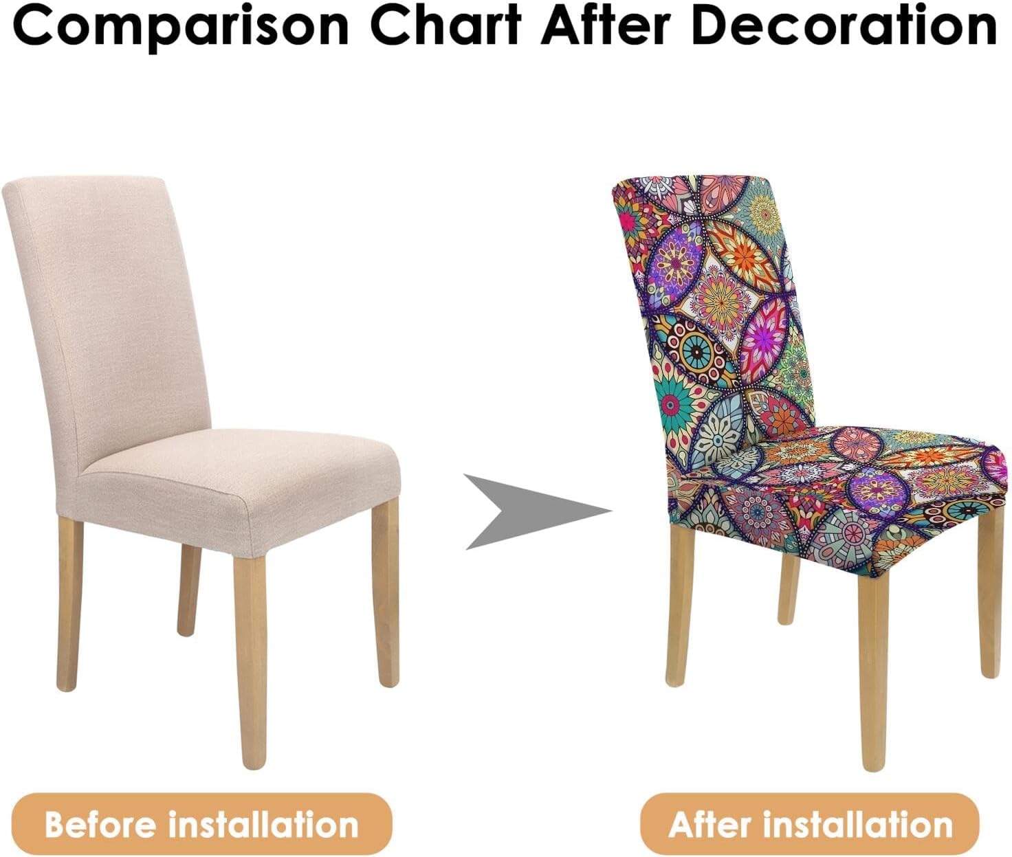 Chair Cover Set of 6, Set Covers for Chair, Removable and Washable Dining Room, Living Room, Office 6 Packs. Suitable for Home, Hotel, Banquet or Party.