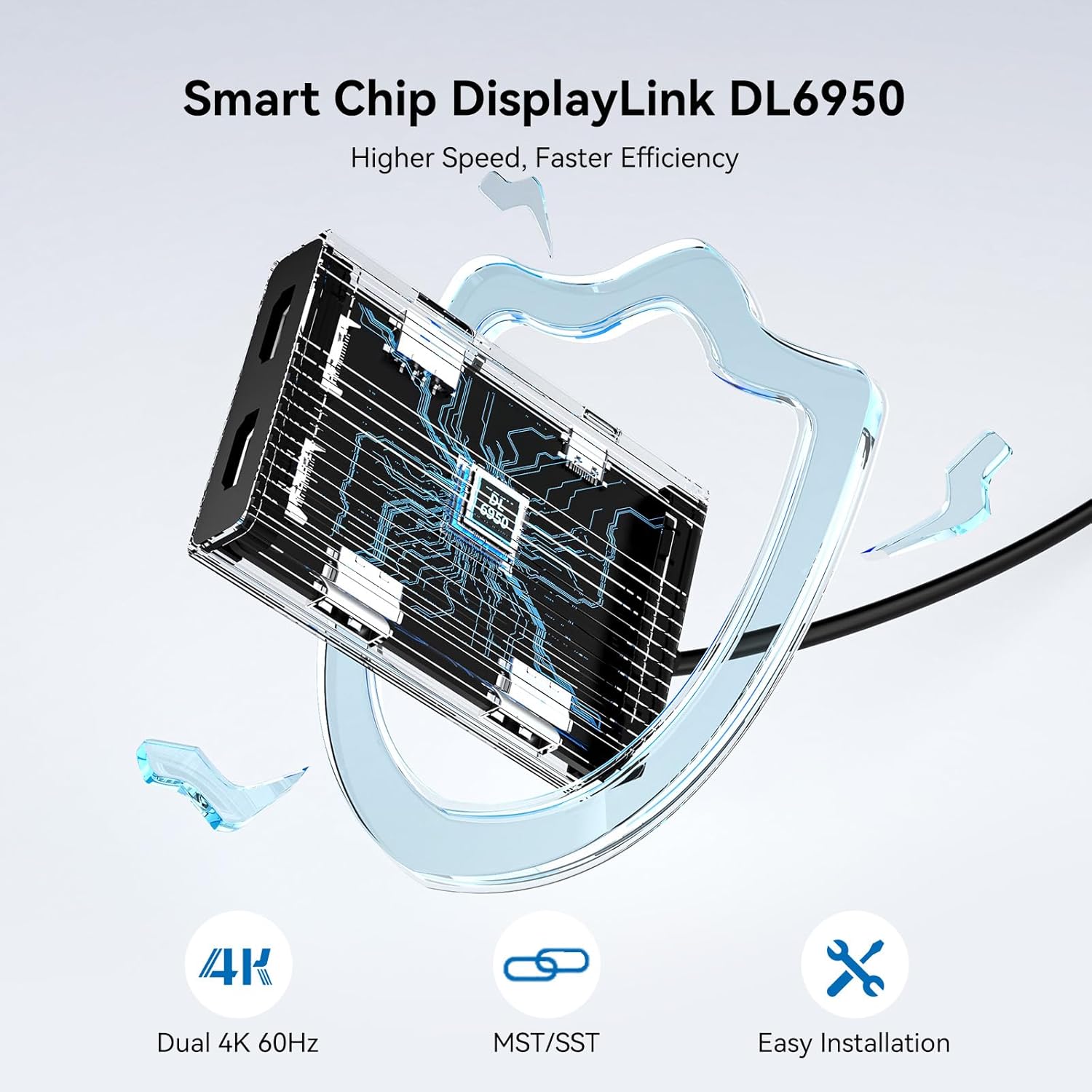 ACASIS USB C to Dual HDMI DisplayLink Adapter, 4K@60Hz, 2 HDMI & 3 USB-A Ports, 100W PD Charging, USB C DisplayLink Docking Station for Mac M1/M2/M3/Windows,USB A/C to Dual Monitor Adapter