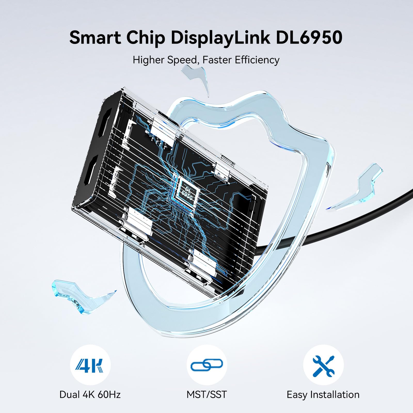 Acasis Adapter USB C na Dual HDMI DisplayLink, 4K 60 Hz, 2 HDMI, 100 W PD Charging, DisplayLink Docking Station for Mac M1/M2/M3/Windows, USB A/C na podwójny monitor