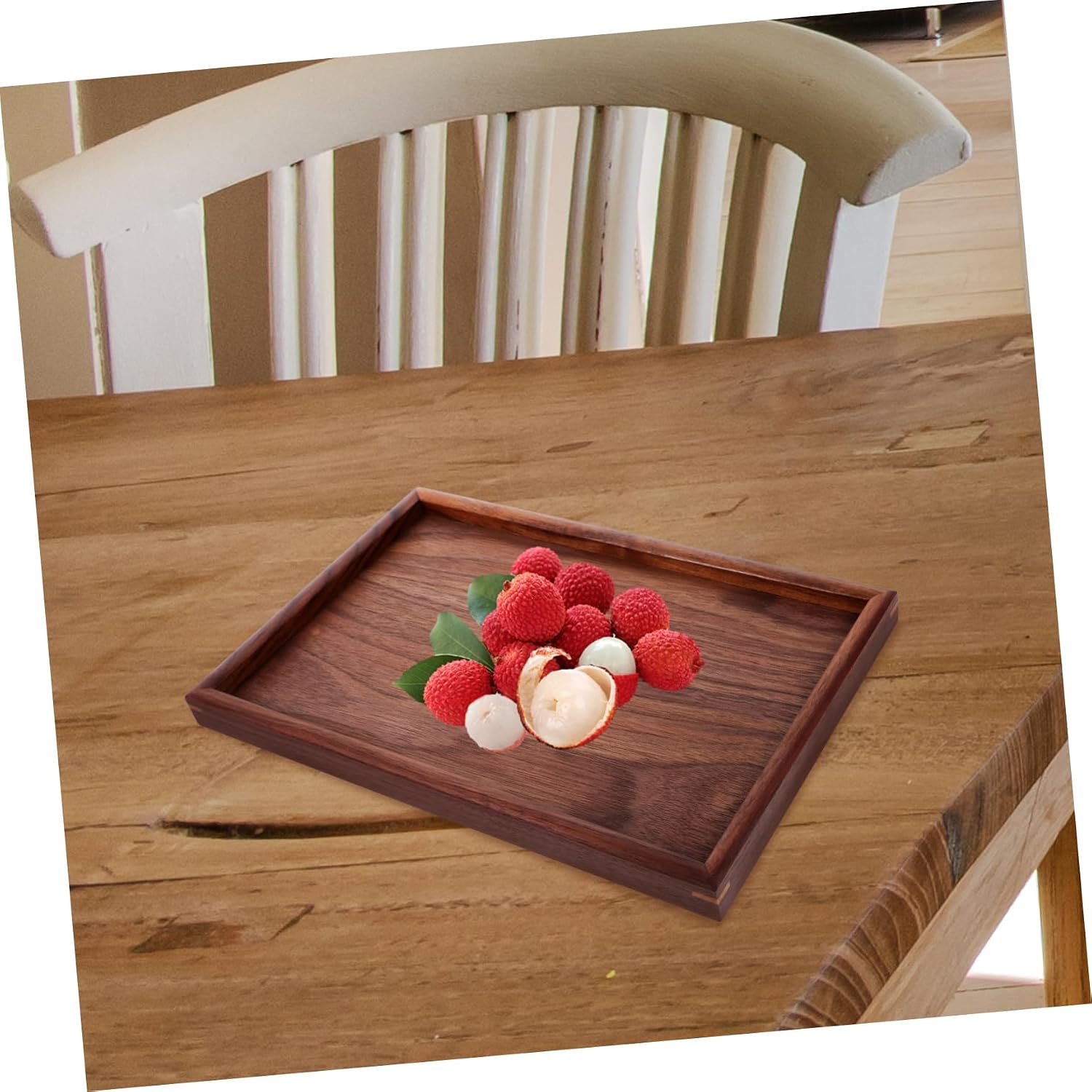 Black Walnut Vanity Tray Bathroom Toiletries Holder Makeup Storage Desktop Toothbrush Plate Rectangular Storage Dish