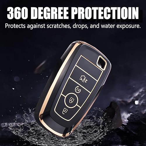 Miniatura 3 de Funda protectora de silicona flexible e impermeable para llavero automotriz con elegante llavero estético compatible con llaveros Ford de 4 a 5