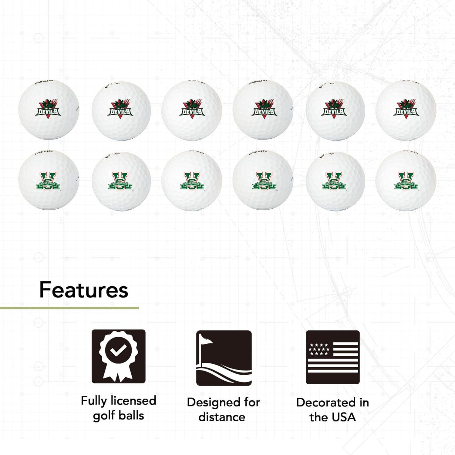 Desert Cactus Mississippi Valley State University Golf Balls 12 Pack – MVSU Delta Devils Full Color Dozen – Officially Licensed Sport Team Accessory