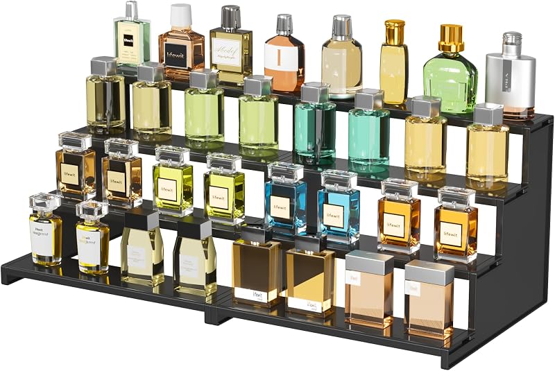 Lifewit Organizador de Perfumes com 4 Níveis, Plástico Preto, Montagem sem Ferramentas, Pacote com 2