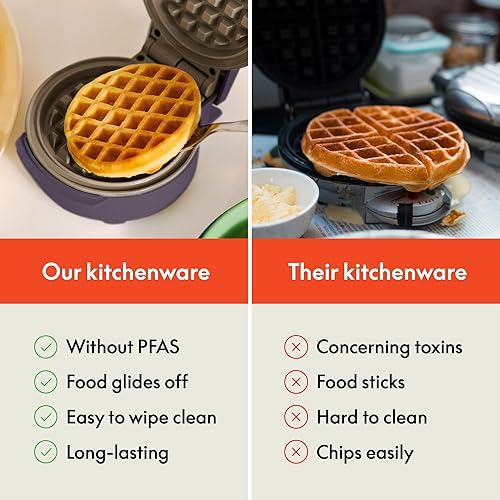 Miniatura 7 de bella Snack-n-Store - Mini waflera EverGood, revestimiento antiadherente de cerámica, envoltura de cable, luz indicadora lista y asas de tacto frío,