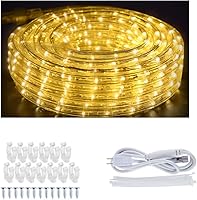 JUNWEN 40FT Connectable Waterproof LED Rope Lights Warm White 432 LEDs 110V Flexible for Patios Gardens Fences Porches