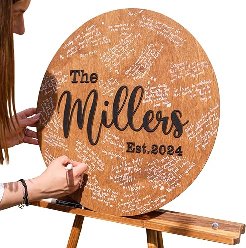 Wedding Guest Book Alternative Personalized - Wood Circle Wedding Sign Rustic Wedding Decor for Reception - Wedding Decorations for Ceremony Outside