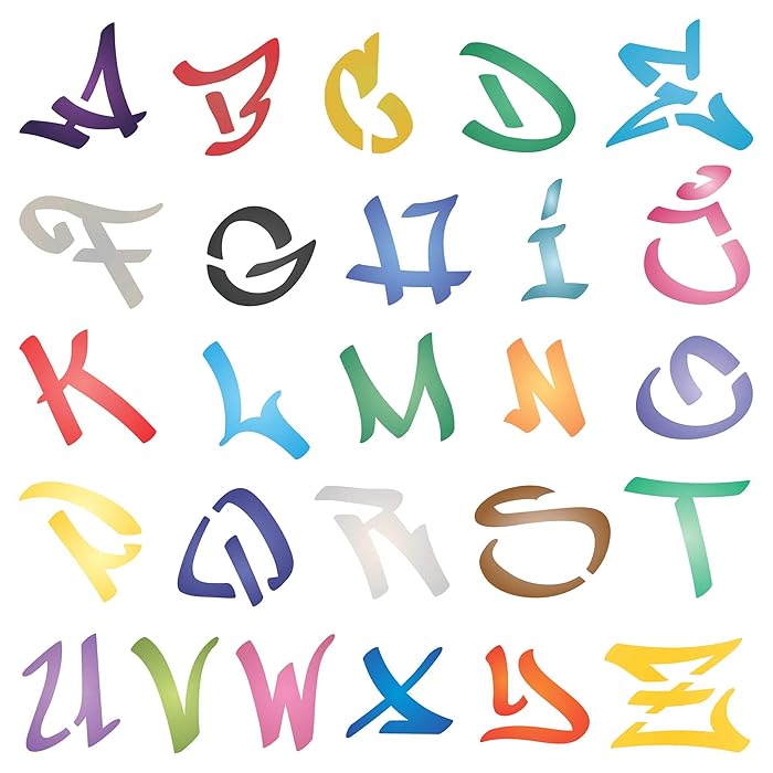 Buy 2" Graffiti Letters Stencil, 12 x 12 inch (XL) Street Graffiti Font Uppercase Street