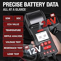 Vista 3 de ANCEL BST600 - Probador de batería de coche con impresora - 12V/24V, 100-2000 CCA, probador digital de carga de batería automática - Prueba