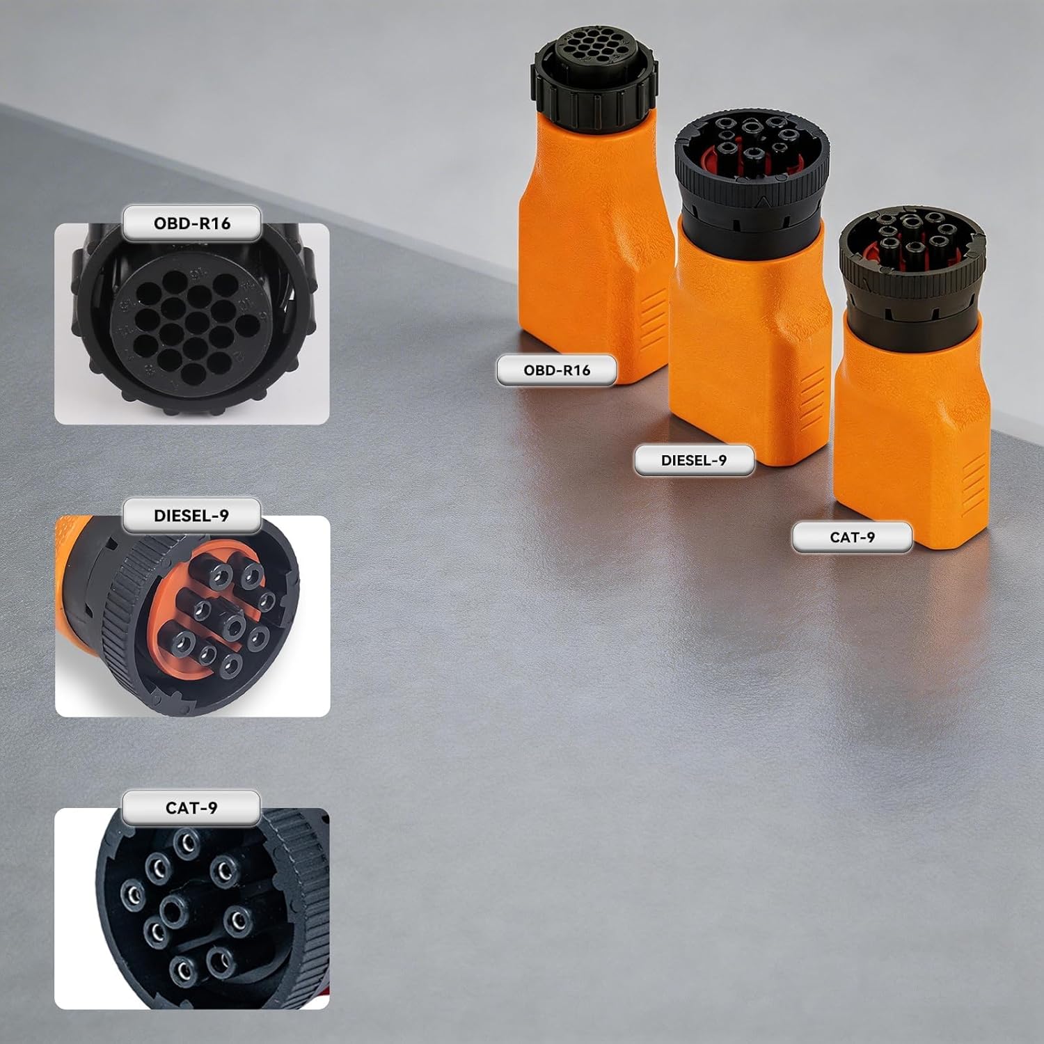 10-Piece OBD2 OBDII Converter Adapter Kit for Heavy Duty Trucks, Supports J1939 and J1708 Protocols