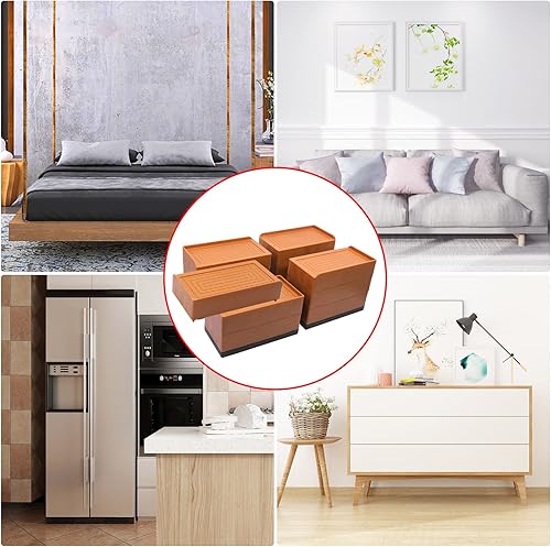 Miniatura 7 de MYMULIKE Elevadores de cama de 2 o 3.8 pulgadas, paquete de 8 unidades rectangulares de gran tamaño para patas de 7 pulgadas, resistentes bloques de