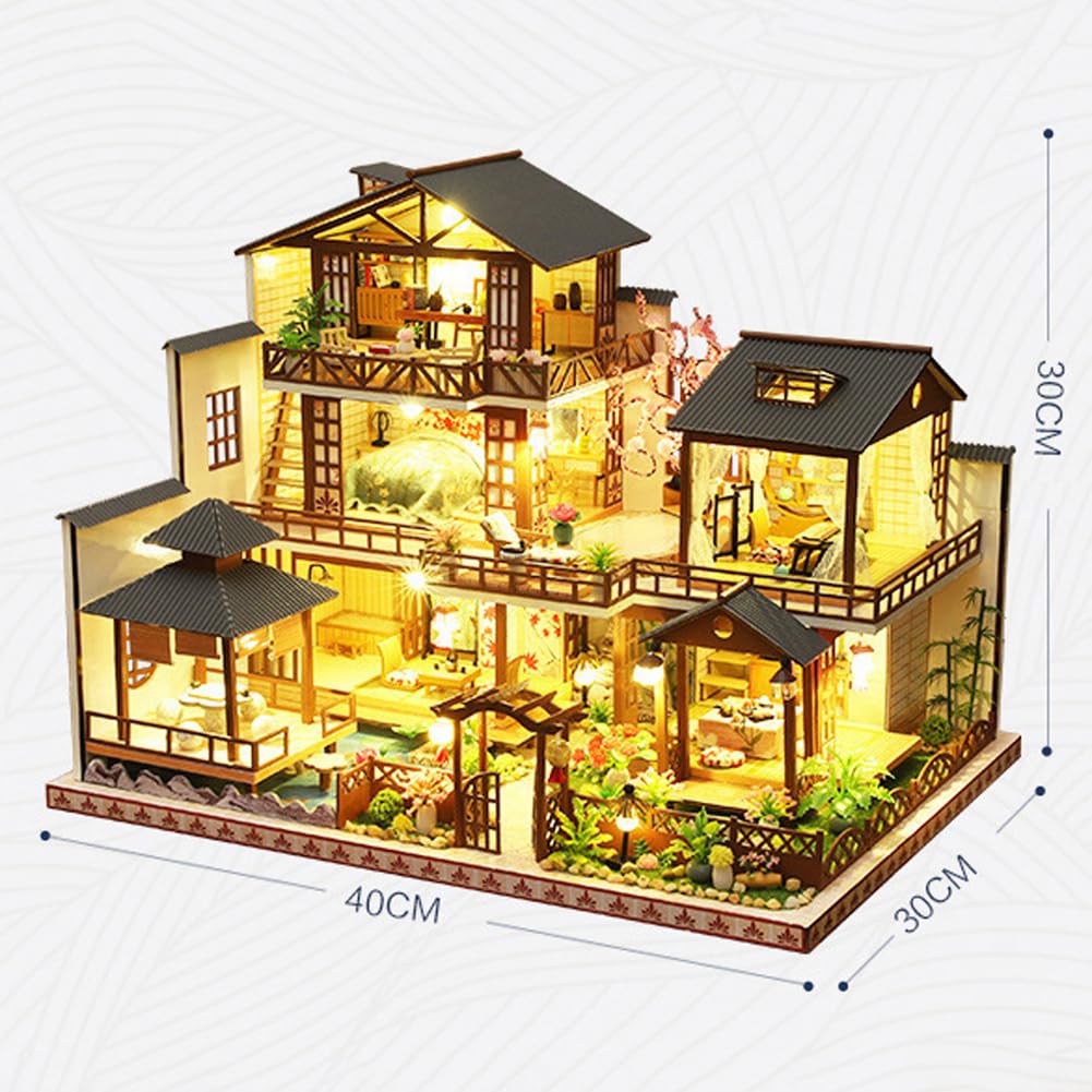LANGWEI Kit Fai da Te per Casa in Miniatura, Villa per Bambole con Copertura Antipolvere E LED, Ottimo Regalo Creativo per Compleanno, Natale, Kit di Modellismo per Adulti E Bambini.