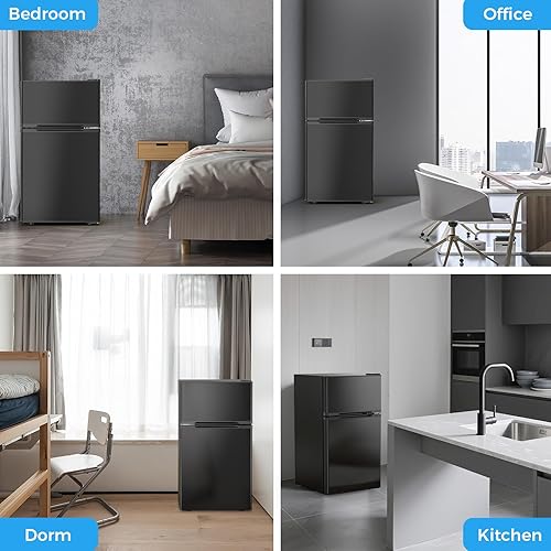 Miniatura 7 de Joy Pebble Refrigerador pequeño de 3.1 pies cúbicos con congelador, refrigerador compacto con congelador, mini refrigerador para dormitorio,