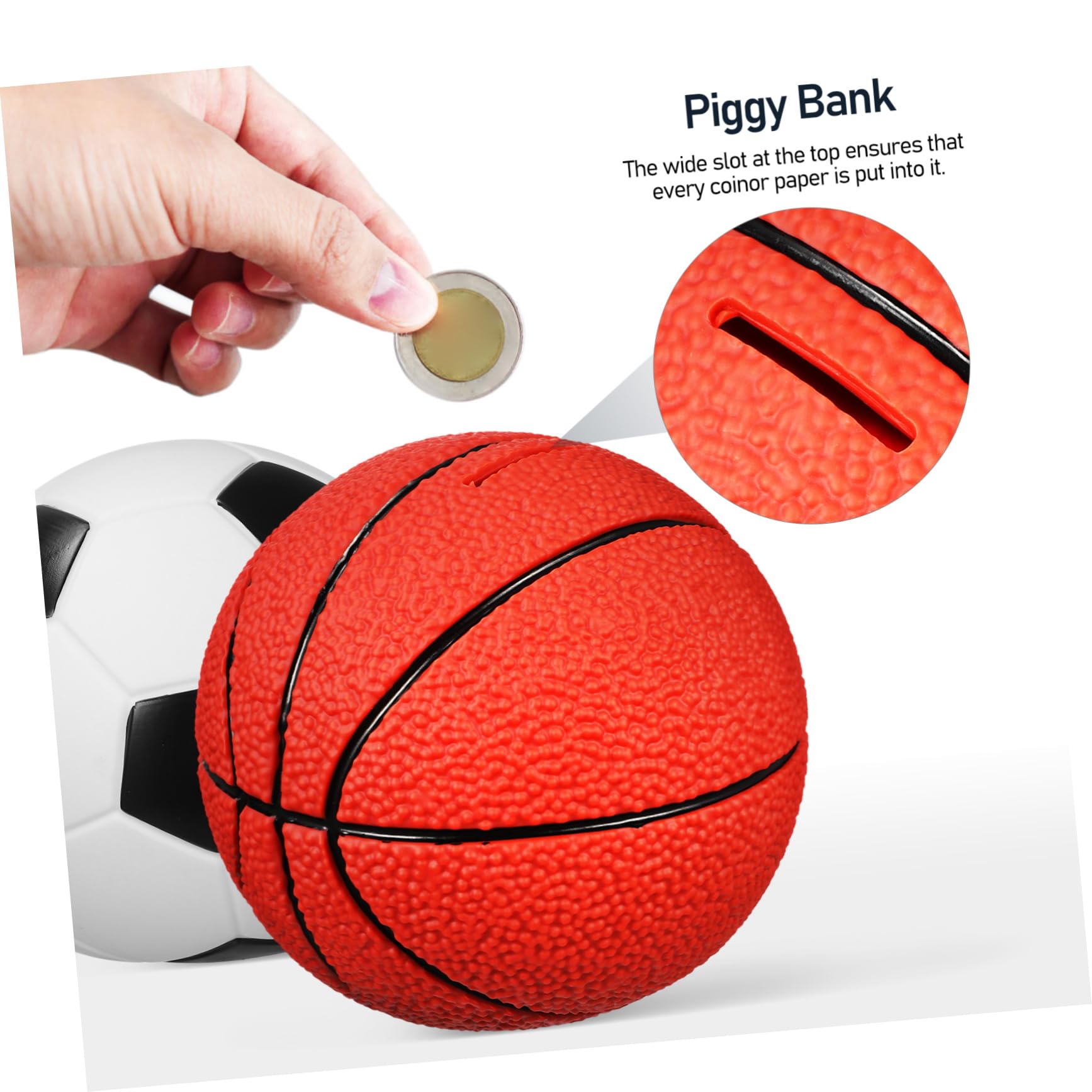 Salvadanaio a Forma di Pallone da Basket e Calcio per Bambini e Ragazzi 8-12 Anni, Set da 2 Pezzi Portatile per Risparmio di Denaro, Regalo Sportivo per Compleanni e Arredamento