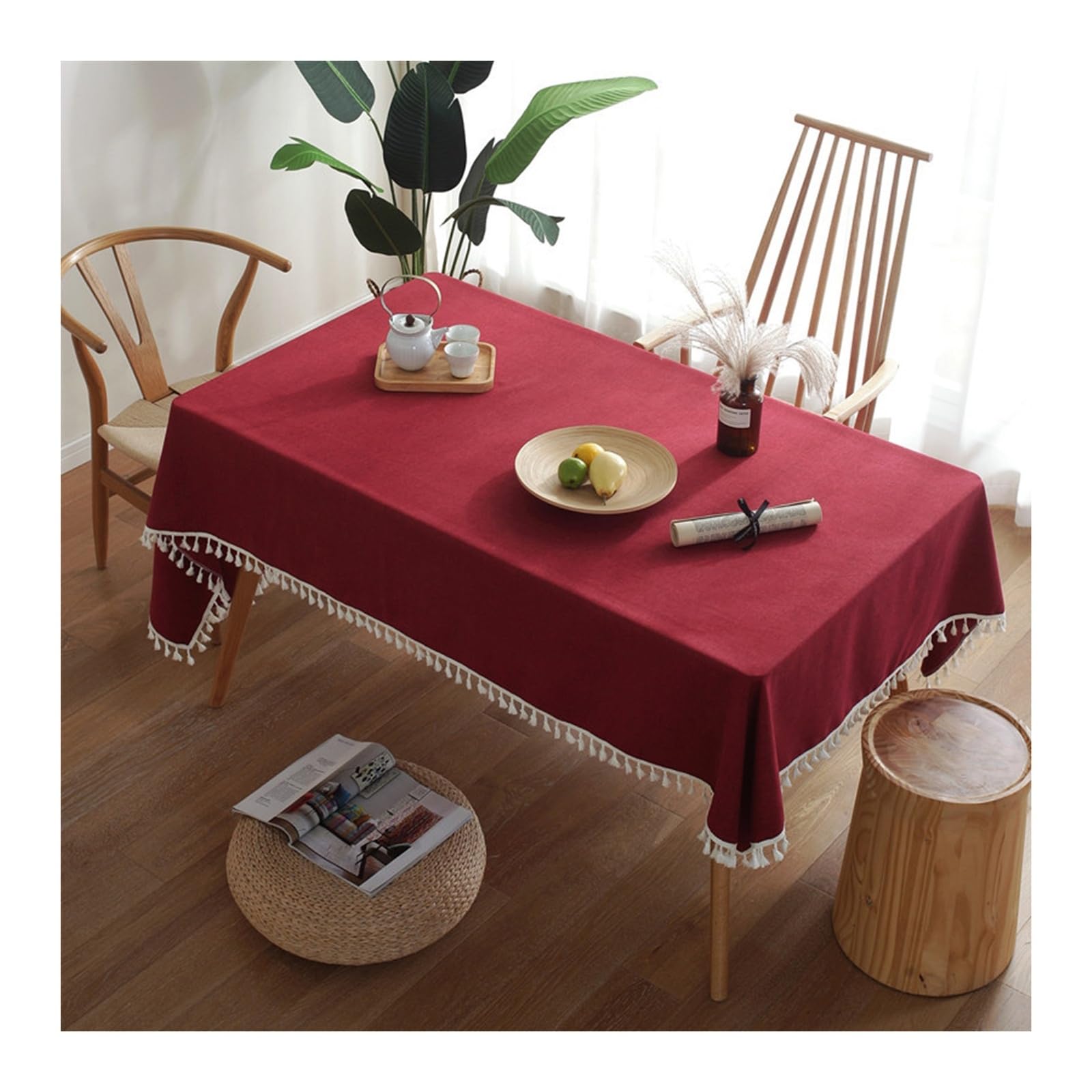 Nappe de table anti tache rouge 140x200 textile durable