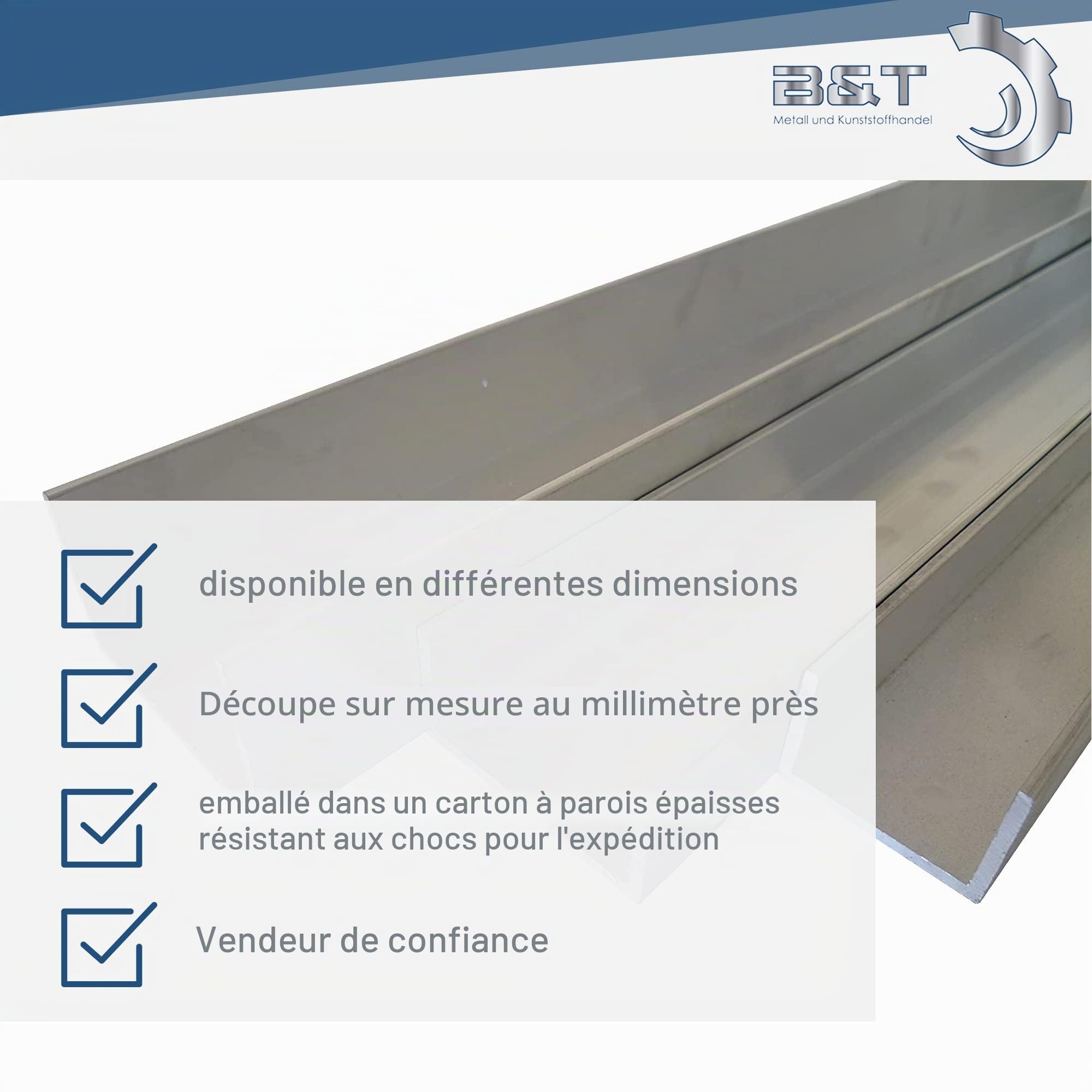 B&T Metall Profilé en U en aluminium - 50 x 30 x 2 mm - Alliage AlMgSi0,5 F22 - Soudable -Anodisable - Longueur : environ 2 m. (2000 mm +0/- 3 mm).