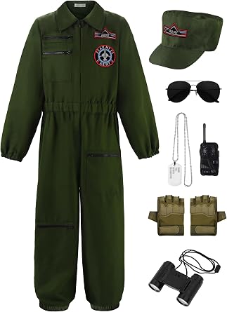 Fighter Pilot Costume for Kids Air Force Flight Suit Dress Up Halloween Career Day